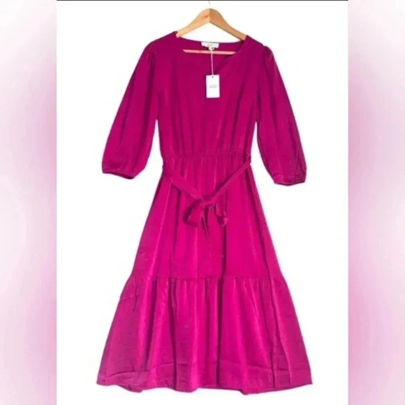 Women's Lucky Brand Balloon Sleeves Dress, Festival Fuchsia, Medium, NWT - Picture 1 of 10